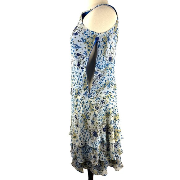Cottage Boho Floral Print Sleeveless Tiered V-Neck Midi Dress Women's Medium - Picture 10 of 13